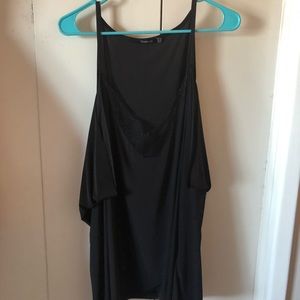 Boohoo cold-shoulder top with lace detail